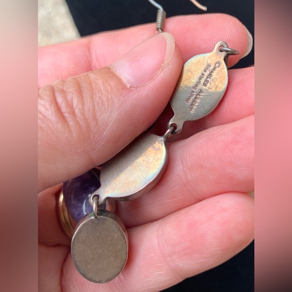 Charles Albert Purple Stone & Sterling Silver Necklace Pendant Earring 925 Italy - Picture 8 of 10